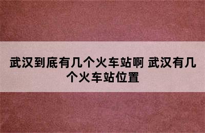 武汉到底有几个火车站啊 武汉有几个火车站位置